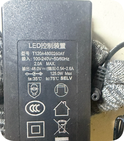 *Brand NEW*T120A4800260AY Genuine Tuoye Power Adapter 48V 2.6A DC 125W Round Connector P